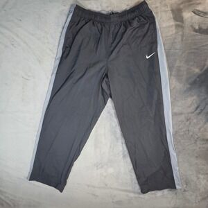 Nike Mens Dri-FIT Track Pants Black Grey Side Stripe XL Activewear Running